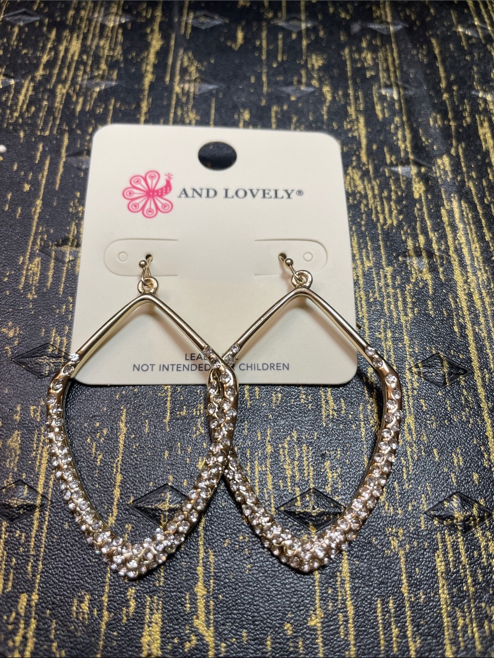 Gold Crystal Teardrop Hoop Earrings